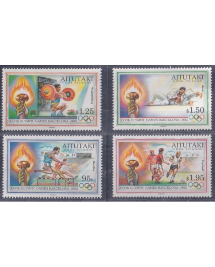 F-EX53325 AITUTAKI MNH 1992 OLYMPIC GAMES BARCELONA ATHLETISM SOCCER JUDO.