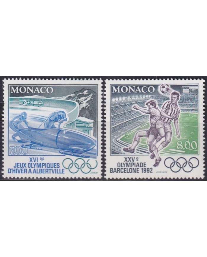 F-EX53348 MONACO MNH 1992 OLYMPIC GAMES BARCELONA – ALBERTVILLE SOCCER SKITING.