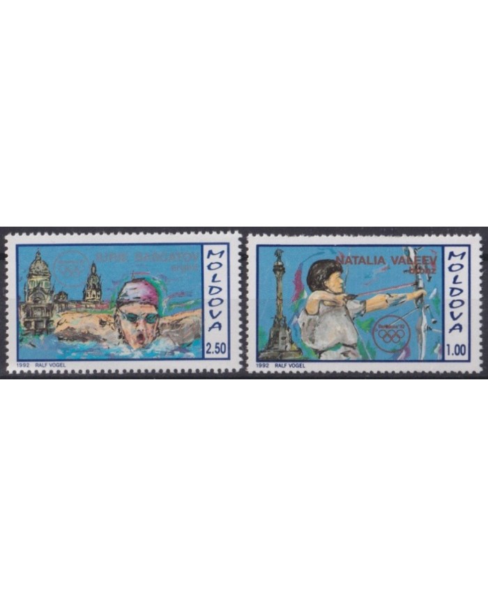 F-EX53358 MOLDOVA MOLDAVIA MNH 1992 OLYMPIC BARCELONA SURCHARGE ATHLETISM ARCHERY EQUESTRIAN SWIMMING.