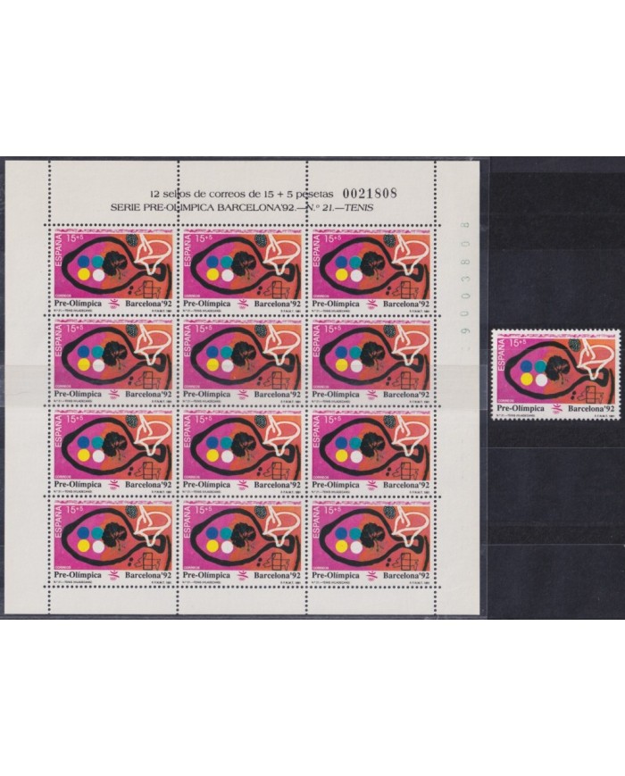 F-EX53005 SPAIN ESPAÑA MNH 1991 OLYMPIC GAMES BARCELONA TENNIS SHEET.