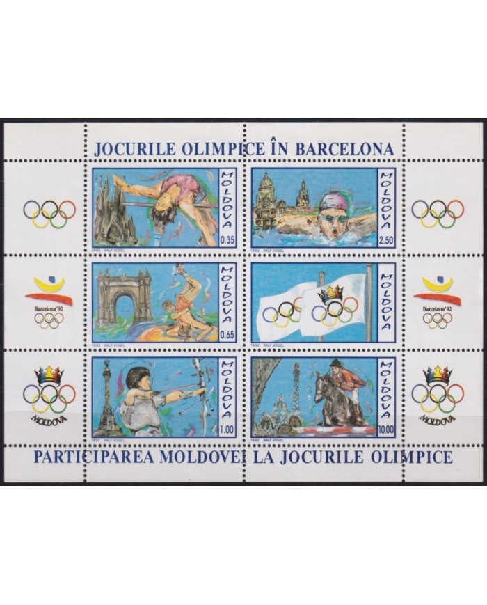 F-EX53008 MOLDAVIA MOLDOVA MNH 1992 OLYMPIC BARCELONA SPAIN ATHLETIC ARCHERY EQUESTRIAN.