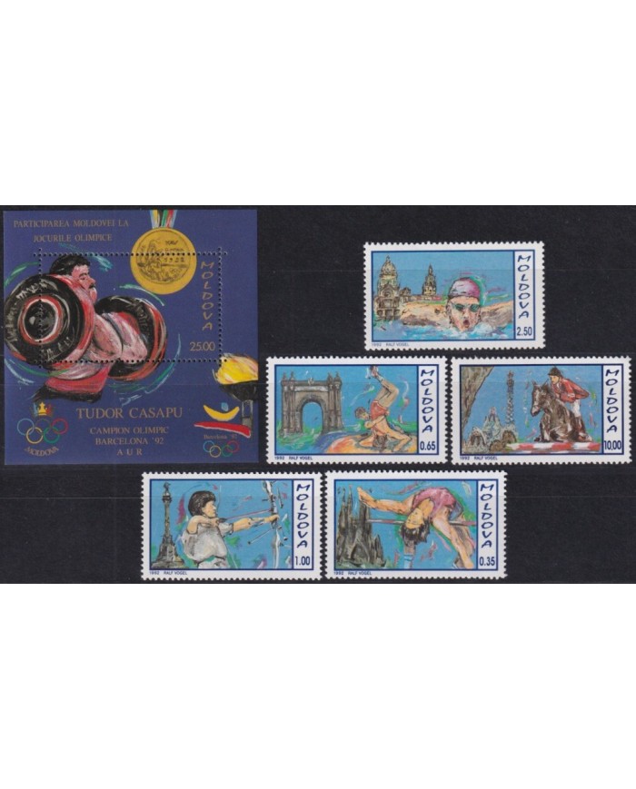 F-EX53279 MOLDOVA MOLDAVIA MNH 1992 OLYMPIC GAMES BARCELONA ATHLETISM ARCHERY EQUESTRIAN SWIMMING.
