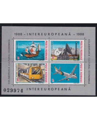 F-EX53736 RUMANIA MNH 1988 INTEREUROPEANA CARRIGAGE DISCOVERY SHIP RAILROAD.