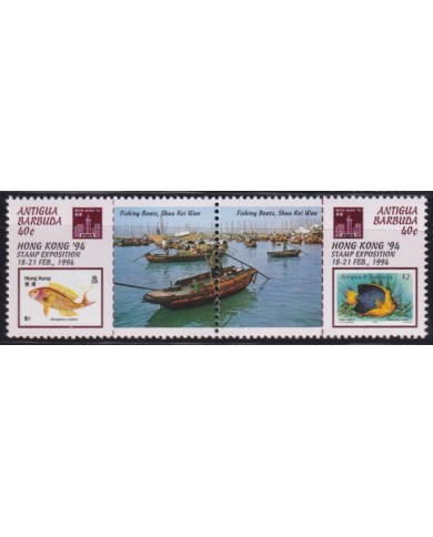 F-EX53685 ANTIGUA & BARBUDA 1994 MNH HONG KONG EXPO FISH SHIP BARCOS.