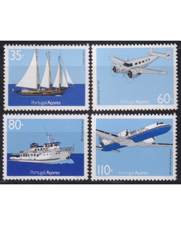F-EX53510 AZORES PORTUGAL 1991 MNH AIRPLANTE AVION SAILING SHIP BARCOS.