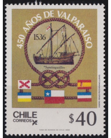 F-EX53439 CHILE 1986 MNH 450 ANNIV OF VALPARAISO CITY SHIP BARCOS.