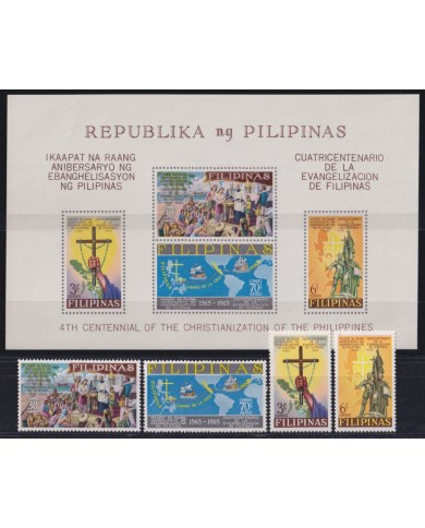 F-EX53003 PHILIPPINES 1965 MNH 400th ANNIV CHRISTIANIZATION RELIGION SHIP BARCOS.
