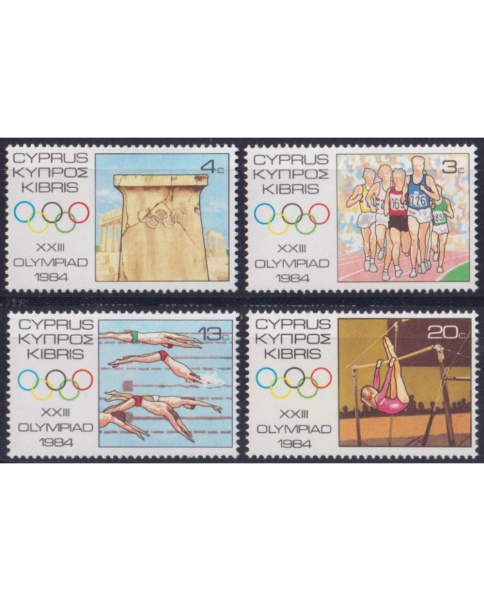 F-EX52893 CYPRUS 1984 MNH OLYMPIC GAMES ATHLETISM SWIMMING.