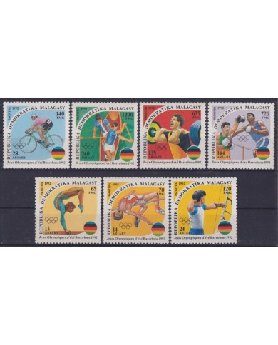 F-EX53464 MADAGASCAR 1992 MNH OLYMPIC GAMES BARCELONA ATHLETISM ARCHERY CYCLING BOXING.