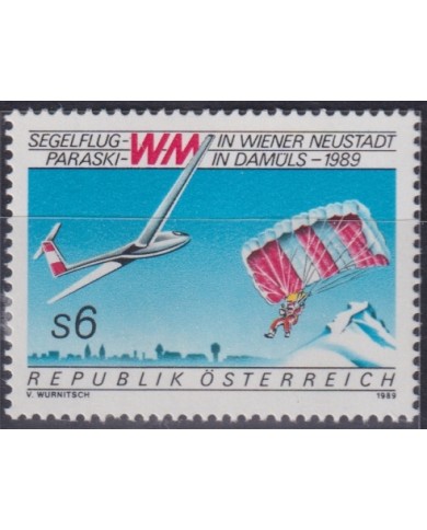 F-EX51176 AUSTRIA MNH 1989 SPORT AEROMODELISM PARACHUTE.