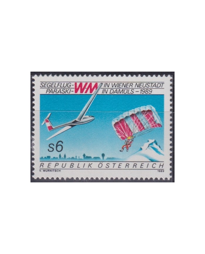 F-EX51176 AUSTRIA MNH 1989 SPORT AEROMODELISM PARACHUTE.