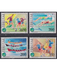 F-EX52161 FAROYAR FAROE IS 1989 MNH SPORT SOCCER SHIP CANOE SWIMMING ROWING.