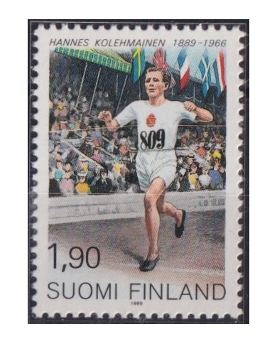 F-EX52165 FINLAND SUOMI 1989 MNH ATHLETISM HANNES KOLEHMAINEN.
