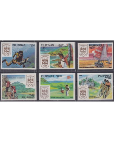 F-EX52037 PHILIPPINES 1988 MNH IMPERF OLYMPIC GAMES MOUNTAIN CLIMBINGING CYCLING GOLFINGSPORT.