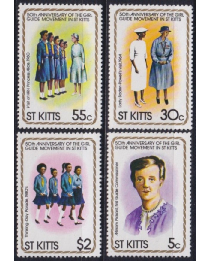 F-EX53492 ST KITTS MNH 1977 50th ANNIV GIRL GUIDE BOYS SCOUTS.