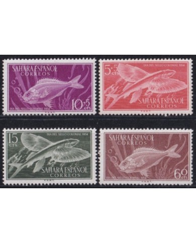 F-EX52896 SAHARA SPAIN MNH 1954 DIA DEL SELLO STAMP DAY FLIYING FISH.