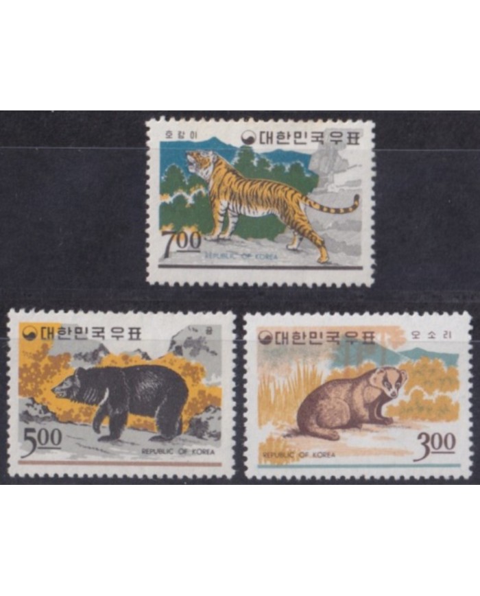 F-EX52909 KOREA MH 1966 MARINE WILDLIFE TIBETAN BEAR LEOPARD.
