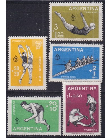 F-EX51159 ARGENTINA MNH 1959 SPORT ATHLETISM BOXING CANOES BASKET.