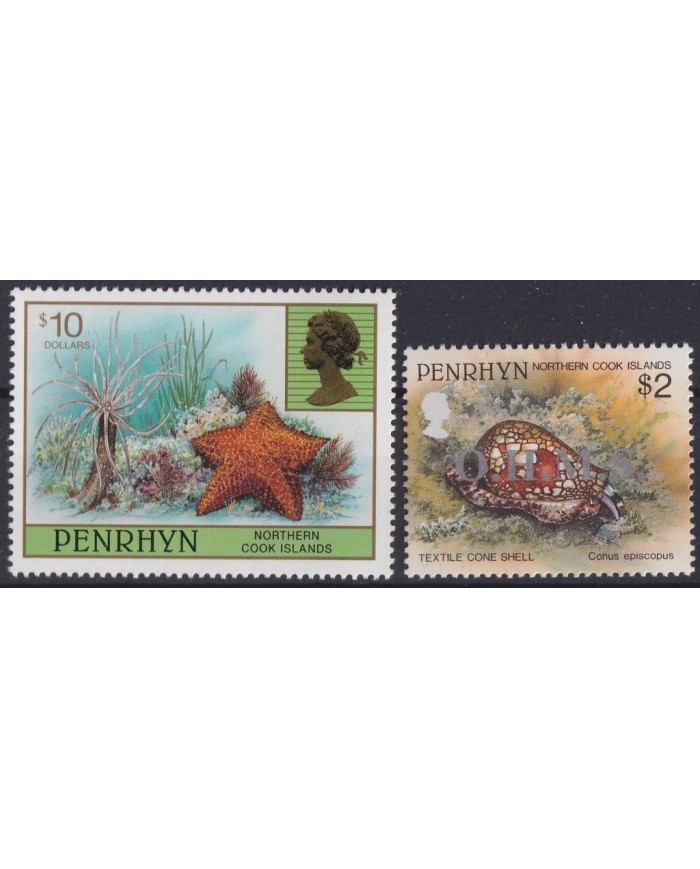 F-EX18318 PENRHYN MNH TEXTIL CONE SHELL OHMS + 10$ SEA MARINE LIFE WILDLIFE.