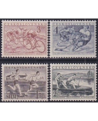 F-EX51136 CZECHOSLOVAKIA MLH 1952 SPORT HOCKEY CONOES CYCLE PHYSICAL CULTURE.