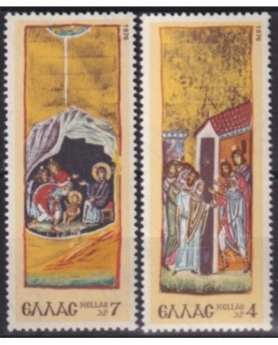 F-EX53583 GREECE MNH 1976 CHRISTMAS NAVIDAD ART PAINTING.