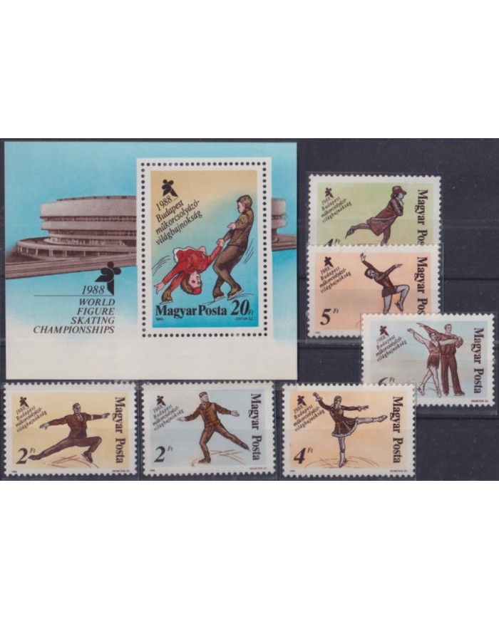 F-EX52054 HUNGARY MNH 1988 SPORT SKI SKATING CHAMPIONSHIP BUDAPEST.