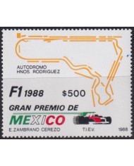 F-EX52085 MEXICO MNH 1988 SPORT AUTOMOVIL CAR RAILY FORMULA I.