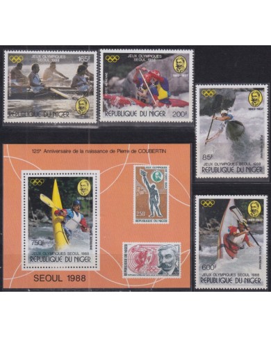 F-EX52091 NIGER MNH 1988 OLYMPIC GAMES SEOUL CANOES KAYAK.