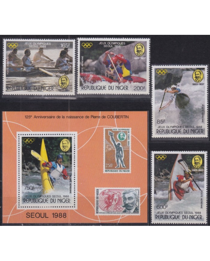 F-EX52091 NIGER MNH 1988 OLYMPIC GAMES SEOUL CANOES KAYAK.