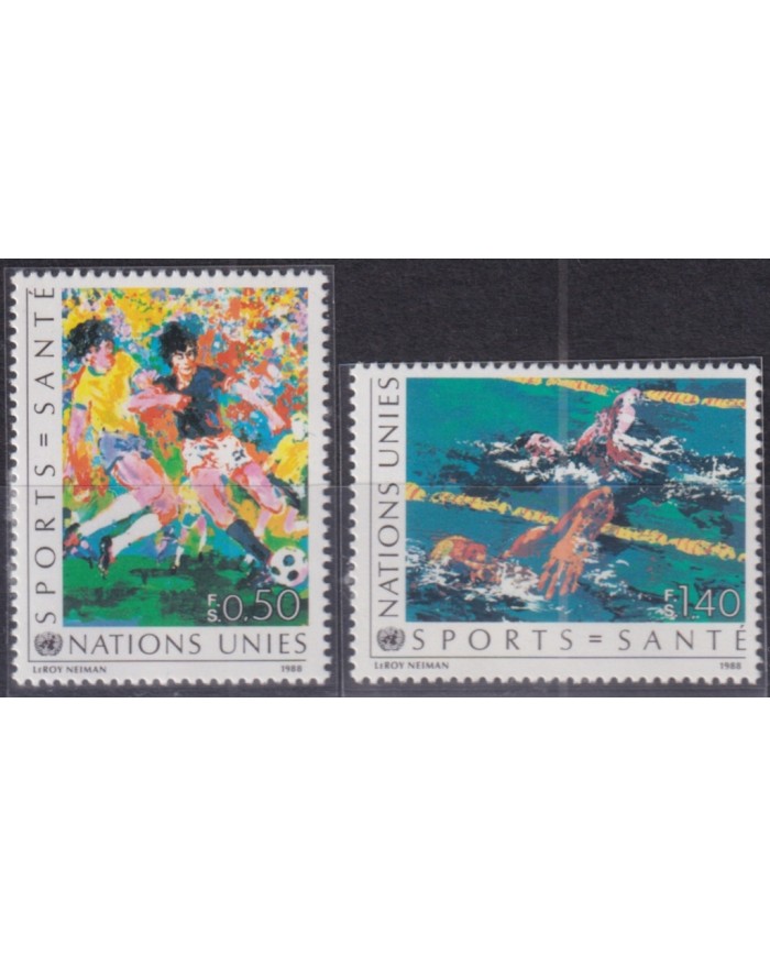 F-EX52122 UNITED NATIONS UN GENEVE MNH 1988 SPORT SOCCER SWIMMING.