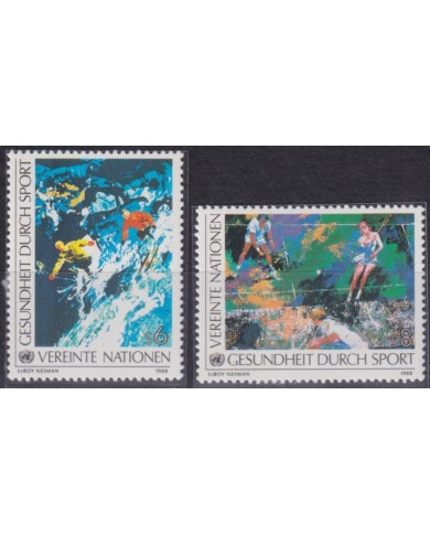 F-EX52124 UNITED NATIONS UN WIEN MNH 1988 SPORT TENNIS SKI.