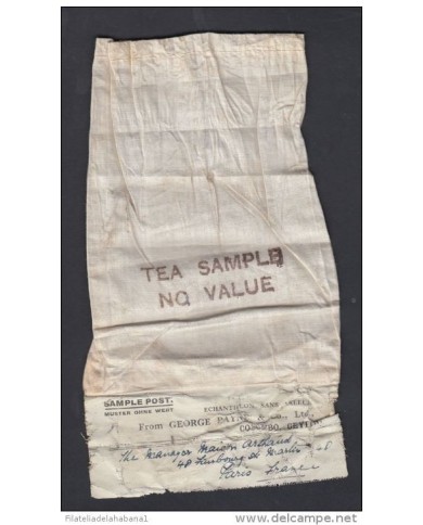 *F-EX1264 CEYLON SRI LANCK SAMPLE POST TEA TO FRANCE 1927