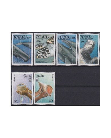 F-EX18388 TUVALU MNH 1989-91 SEA ENDARGERED MARINE WILDLIFE WHALE TORTLE SHELL.