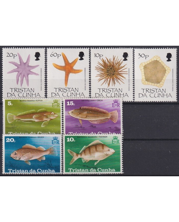 F-EX18389 TRISTAN DA CUNHA MNH SEA MARINE WILDLIFE FISH ECHINODERM SET.