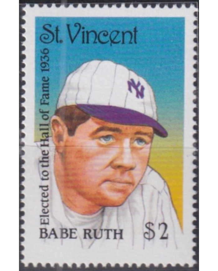 F-EX52114 ST VINCENT IS MNH 1988 BABE RUTH BASEBALL.