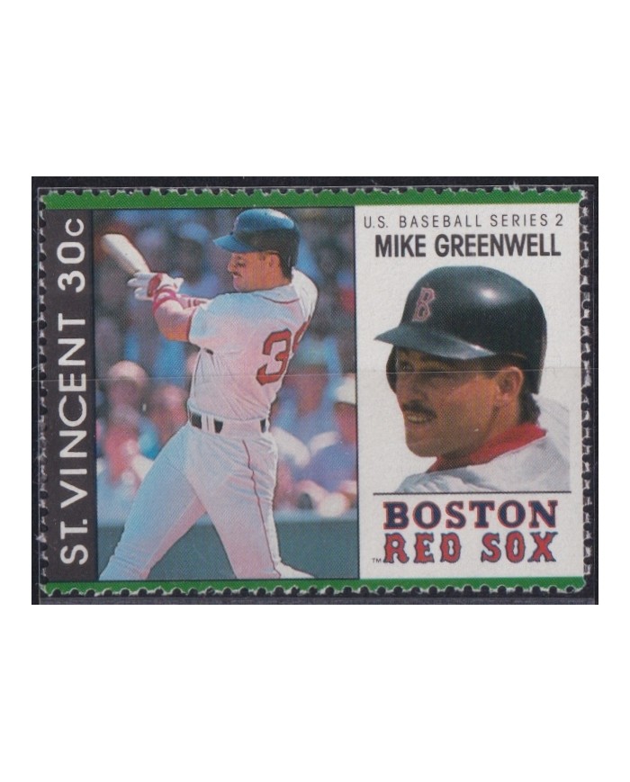 F-EX52213 ST VINCENT IS MNH 1988 MIKE GREENWELL BASEBALL RED SOX BOSTON.