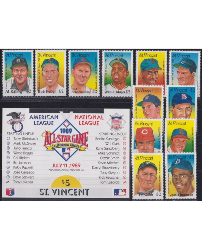 F-EX51040 ST VINCENT IS MNH 1989 WORLD SERIES ALL STAR GAMES BASEBALL.