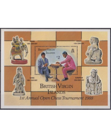 F-EX52144 BRITISH VIRGIN IS MNH 1988 FIRST ANNUAL OPEN CHESS TOURNEMENT AJEDREZ.