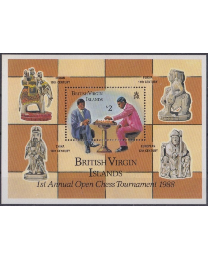 F-EX52144 BRITISH VIRGIN IS MNH 1988 FIRST ANNUAL OPEN CHESS TOURNEMENT AJEDREZ.