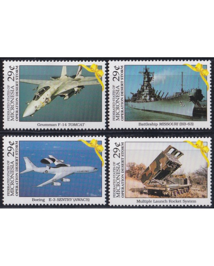 F-EX52459 MICRONESIA MNH 1991 OPERATION DESERT STORM BATTLESHIP AVION AIRPLANE.