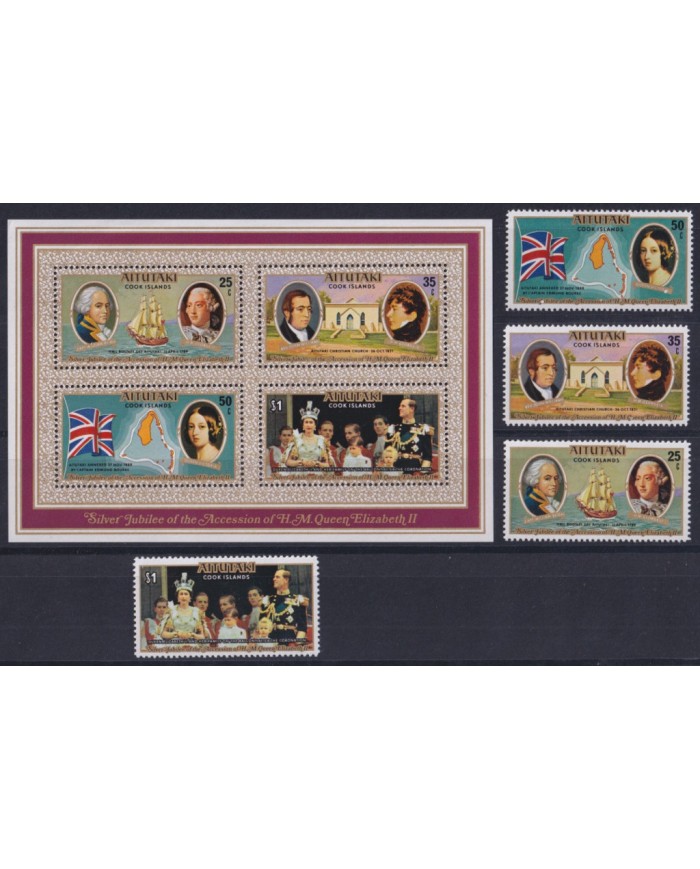 F-EX52964 COOK IS UK GB ENGLAND MAN IS MNH 1977 SILVER JUBILEE ELIZABETH II.