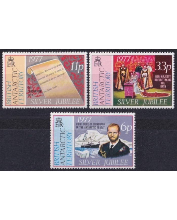 F-EX52942 BRITISH ANTARCTIC UK GB ENGLAND MNH 1977 SILVER JUBILEE ELIZABETH II SHIP.