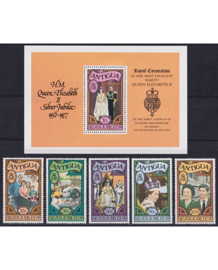 F-EX52962 ANTIGUA UK GB ENGLAND MNH 1977 SILVER JUBILEE ELIZABETH II.
