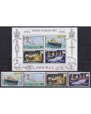 F-EX53001 ANGUILLA UK GB ENGLAND MNH 1977 SILVER JUBILEE ELIZABETH II SHIP.