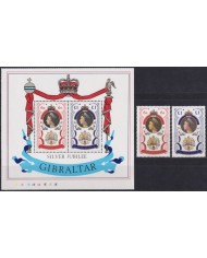 F-EX53046 GIBRALTAR UK ENGLAND MNH 1977 ROYAL FAMILY SILVER JUBILEE CORONATION.