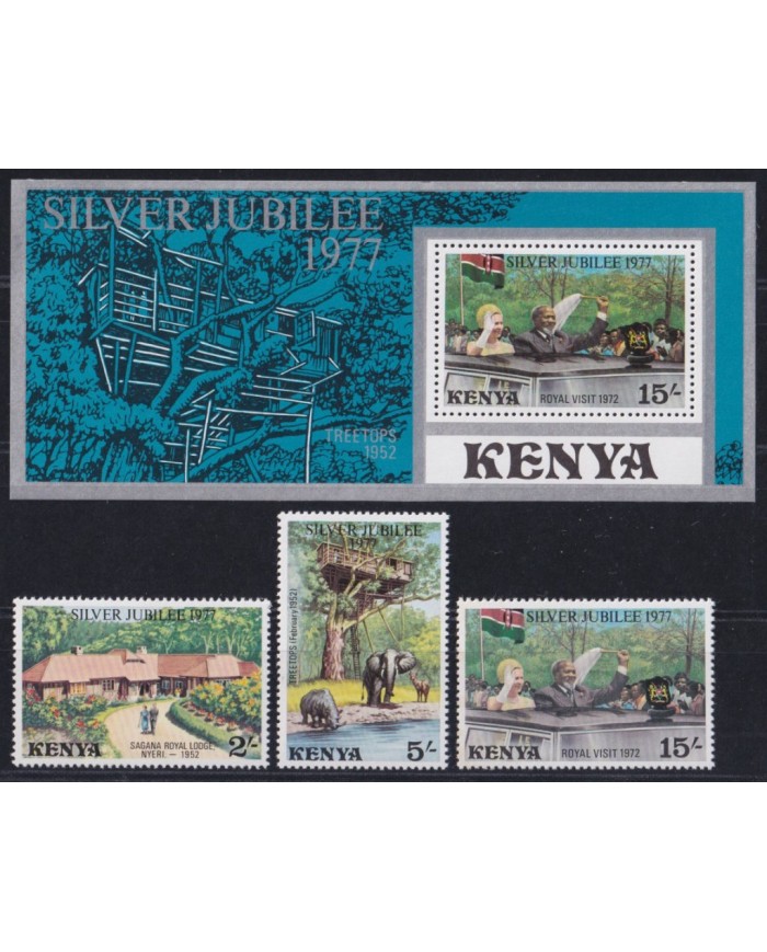 F-EX52997 KENYA UK ENGLAND MNH 1977 ROYAL FAMILY SILVER JUBILEE CORONATION.