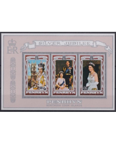 F-EX52940 PENRHYN MNH 1977 SHEET ROYAL SILVER JUBILEE QUEEN ELIZABETH.