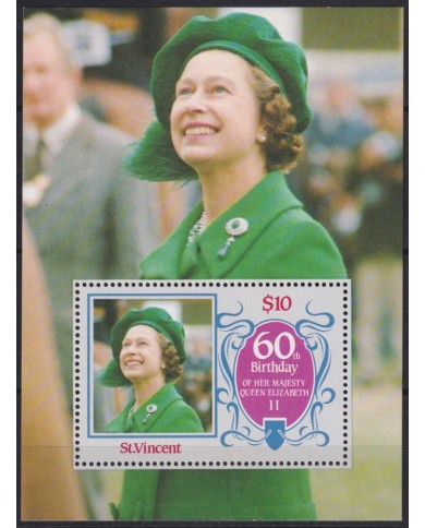 F-EX53486 ST VINCENT MNH 1986 60th ANNIV QUEEN ELIZABETH.