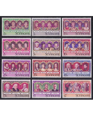 F-EX52995 ST VINCENT MNH 1977 SHEET ROYAL SILVER JUBILEE QUEEN ELIZABETH & ENGLAND KINGS.