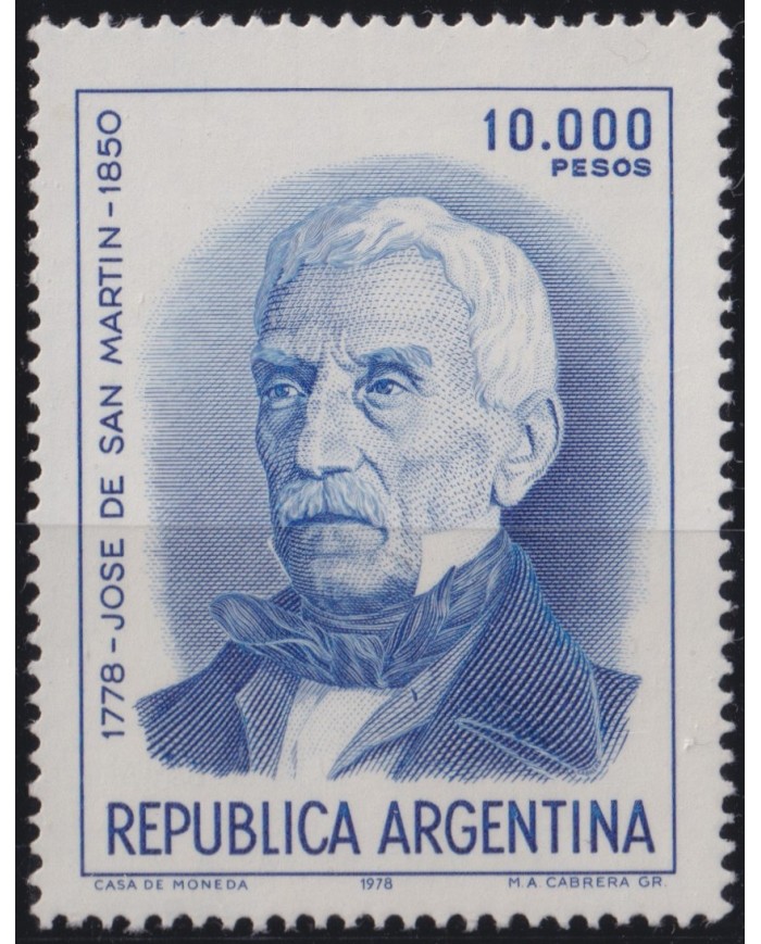 F-EX53219 ARGENTINA MNH 1978 JOSE DE SAN MARTIN 10.000$.